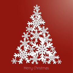 Snowflake Christmas Tree Design - vector