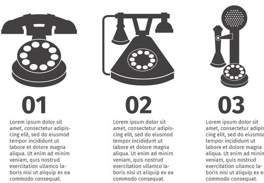 Black And Orange Vintage Telephone Icons Infographic Template