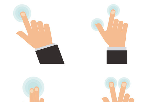 Flat Hand Gesture Touch Swipe Tap Icons Set
