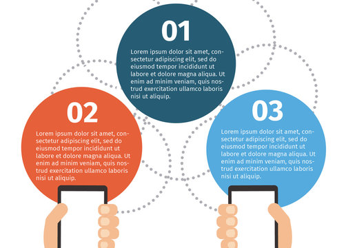 Blue Red Circular Mobile Communication Infographic Template