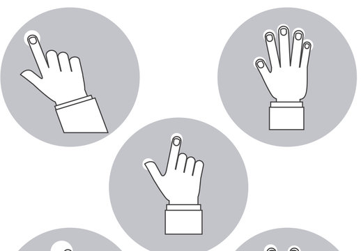 Hand Gesture Touch Icons Minimalist Line Art UI Symbol Set