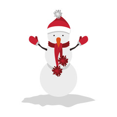 Snowman with hat cartoon icon. Merry Christmas season decoration figure theme. Isolated design. Vector illustration