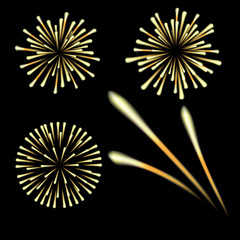 Bright fireworks in honor of the Feast on a black background. illustrations