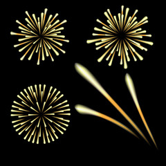 Obraz premium Bright fireworks in honor of the Feast on a black background. illustrations