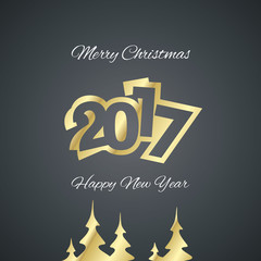 Christmas and Gold Year 2017 black background vector