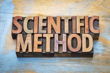 scientific method word abstract in wood type