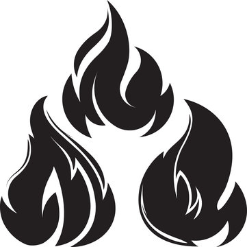 Set of 3 black fires for design or tattoo.