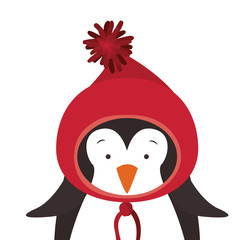 penguin with hat cartoon icon. Merry Christmas season decoration figure theme. Isolated design. Vector illustration