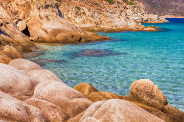 Beautiful Turquoise Sea Water and Rocky Shore