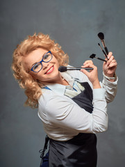 Portrait of red-haired girls with glasses.