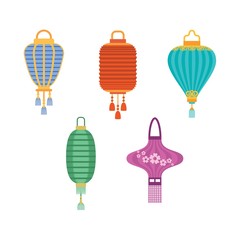 Chinese lanterns vector illustration.