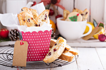 Christmas biscotti in a gift box