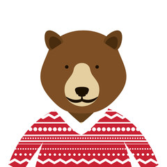 bear with sweater cartoon icon. Merry Christmas season decoration figure theme. Isolated design. Vector illustration