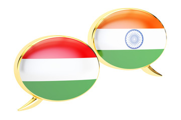 Speech bubbles, Indian-Hungarian translation concept. 3D renderi