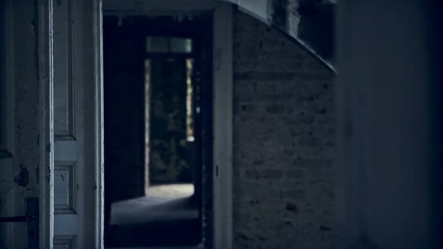 Old staircase in an abandoned building and corridors