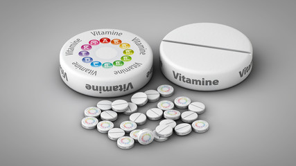 vitamins, pills and tablets