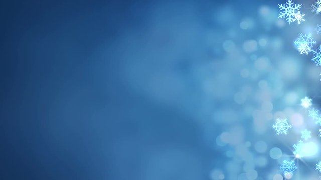 glowing side snowflakes. abstract christmas background seamless loop. 4k (4096x2304)
