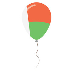 Obraz premium Republic of Madagascar national colors isolated balloon on white background. Independence day patriotic poster. Flat style National day vector illustration.