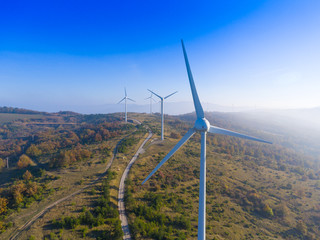 Aerial view of wind turbine blades