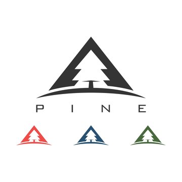 Pine Trees Triangel Illustration Design Logo