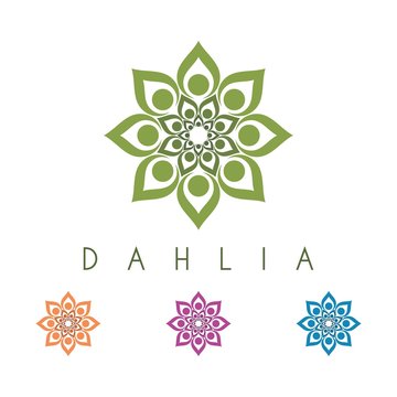 Blue Dahlia Flower Logo Vector Illustration