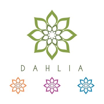 Green Dahlia Flower Logo Vector