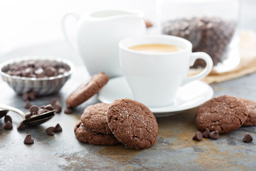 Chocolate cookies with sugar coating