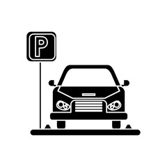 car vehicle and parking zone road sign icon. Park space road street rule and area theme. Isolated design. Vector illustration