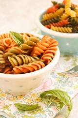 Rotini pasta with basil tomato sauce