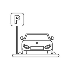 car vehicle and parking zone road sign icon. Park space road street rule and area theme. Isolated design. Vector illustration