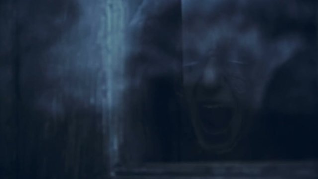 Face of demon ghost house windows