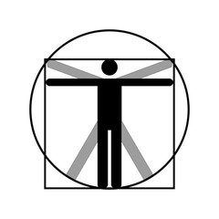 Leonardo da Vinci vitruvian man vector icon symbol design. Illustration isolated on white background. Leonardo da Vinci vitruvian man simplified sign. Symbol for anatomy