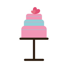 sweet cake with hearts icon vector illustration design