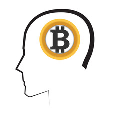Portrait Man and Bitcoin