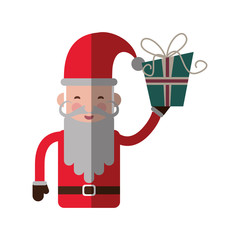 Santa cartoon with gift icon. Christmas season decoration and celebration theme. Isolated design. Vector illustration