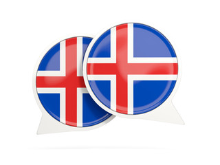 Obraz premium Flag of iceland, round chat icon