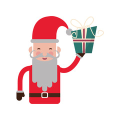 Santa cartoon with gift icon. Christmas season decoration and celebration theme. Isolated design. Vector illustration