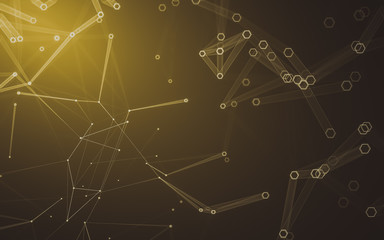 Abstract polygonal space low poly dark background, 3d rendering