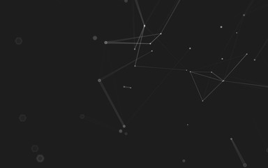 Abstract polygonal space low poly dark background, 3d rendering