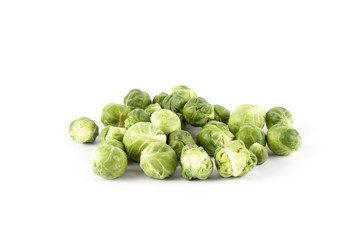 Fresh ripe brussels sprouts  on white 