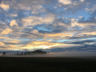 Fog Lying Low at Sunset