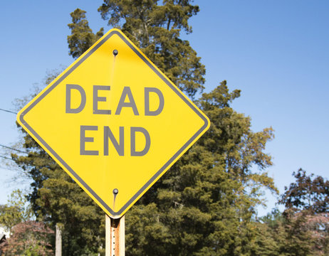 Dead End sign with trees in th background