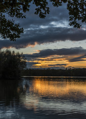 Fototapeta na wymiar Nadeje pond after sunset in autumn time