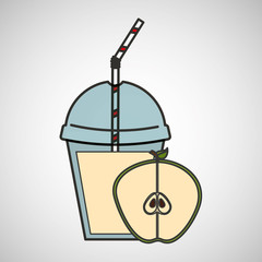 delicious juice fruit pear and cup cover straw icon vector illustration eps 10