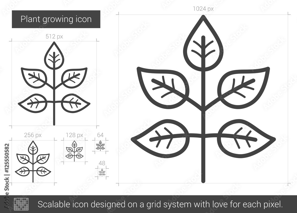 Sticker plant growing line icon.