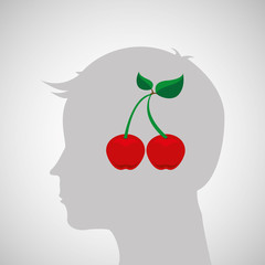 silhouette head with tasty cherry icon graphic vector illustration eps 10