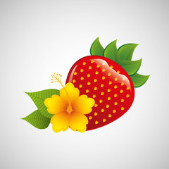 delicious strawberry and yellow flower vector illustration eps 10