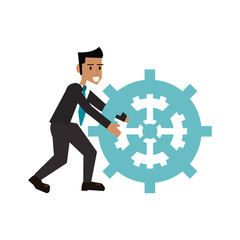 Businessman avatar with gear icon. Businesspeople management and corporate theme. Isolated design. Vector illustration