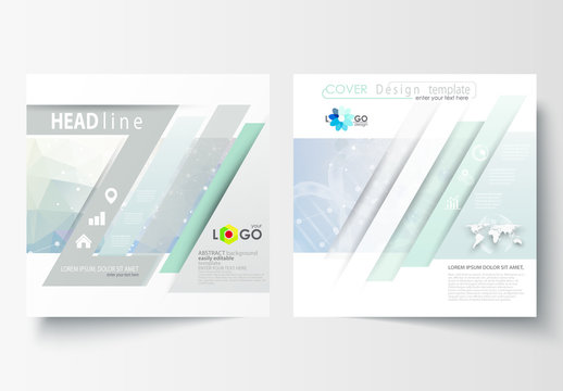 Square Brochure with a DNA Strand Design Element 3