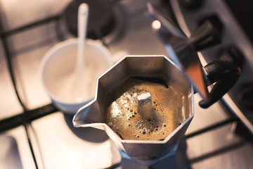 Moka coffee , Soft vintage tone, Selective focus
